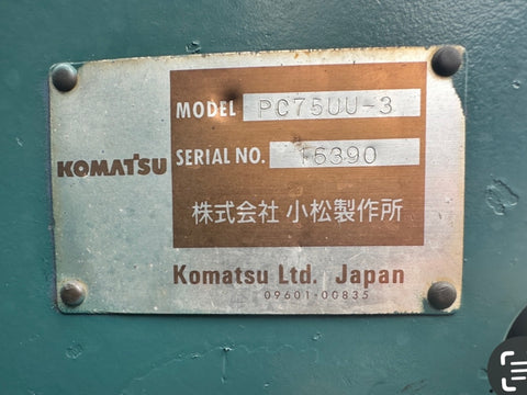036.04 Komatsu PC75UU-3 Mini Excavator S/N 16390