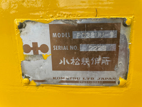 025.07 Komatsu PC38UU Mini Excavator S/N 2228