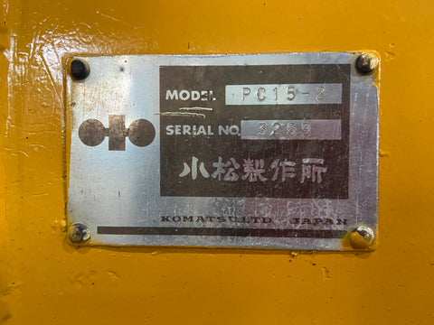 022.02 Komatsu PC15-2 Mini Excavator S/N 3269