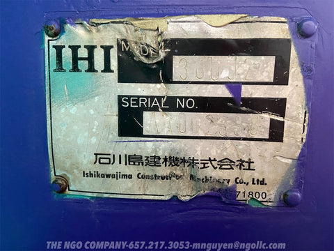 017.07 IHI 30UJ-2 Mini Excavator S/N AA002338
