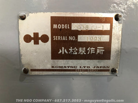 009.06 Komatsu PC38UU Mini Excavator S/N 1993