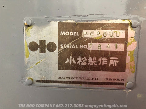 016.05 Komatsu PC28UU Mini Excavator S/N 1841