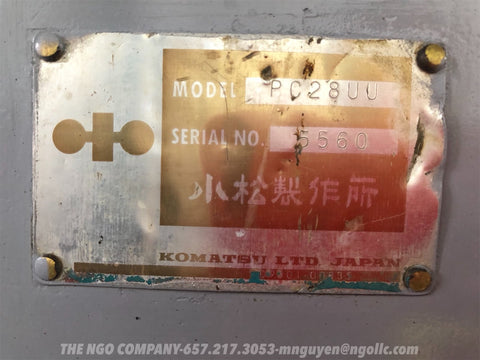 016.07 Komatsu PC28UU Mini Excavator S/N 5560