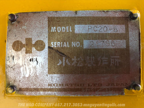 015.04 Komatsu PC20-5 Mini Excavator S/N 21786