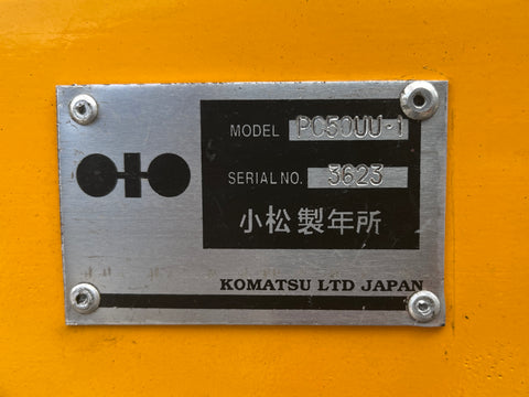 034.04 Komatsu PC50UU Mini Excavator S/N 3623