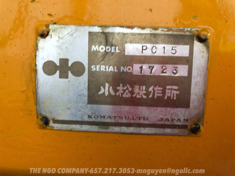 016.02 Komatsu PC15-1 Mini Excavator S/N 1723