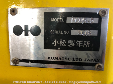 011.01 Komatsu PC05-5 Mini Excavator S/N 4018